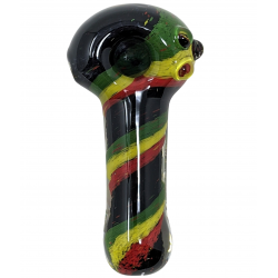 4.5" Rasta Hand Pipe & Pattern Frit Helix Spiral Pattern [AM59]